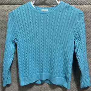 Appleseed's Cable Knit‎ Pullover Sweater Aquamarine Cotton Women's Size XL